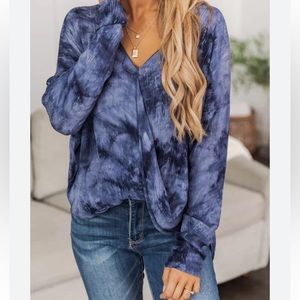 Pink Lily Keep on Searching for Love Tie-Dye Wrap Top